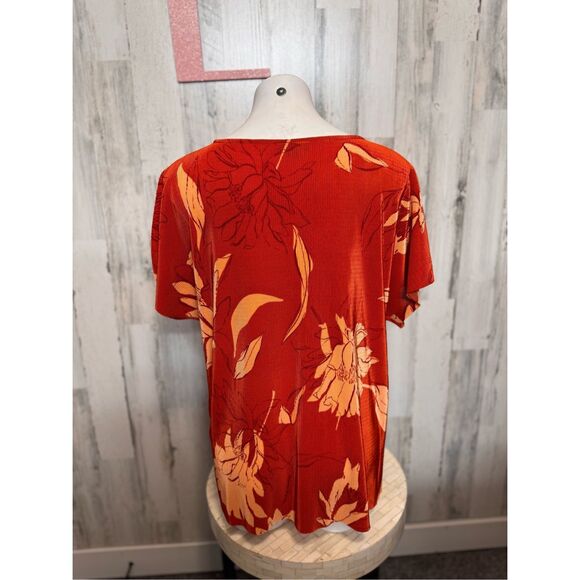 Alfani Red and Orange Floral Blouse - Picture 6 of 7